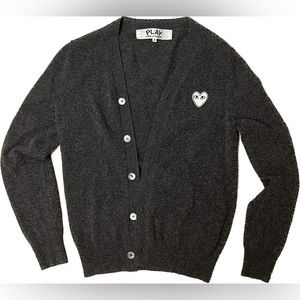Commes des Garçons PLAY White Heart Wool V-Neck Cardigan Size S